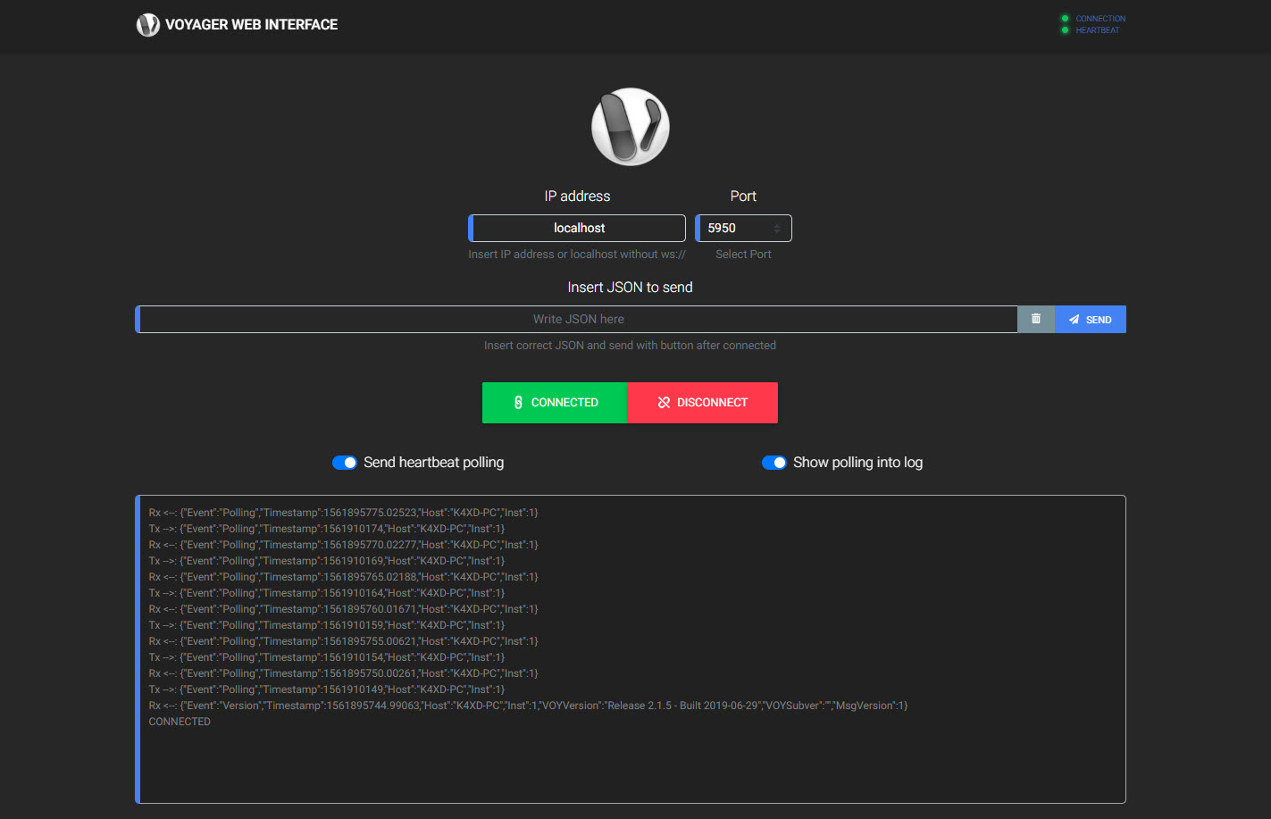 Voyager Web Interface